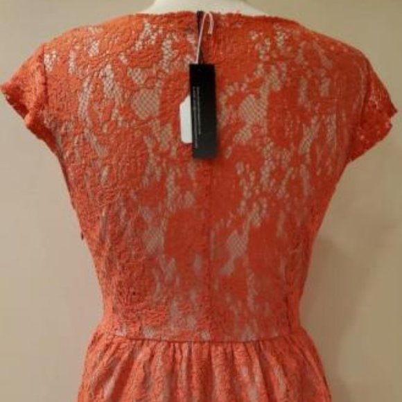 SWEETRAIN L56293 PINK/ORANGE LACE MINI DRESS - Picture 8 of 16